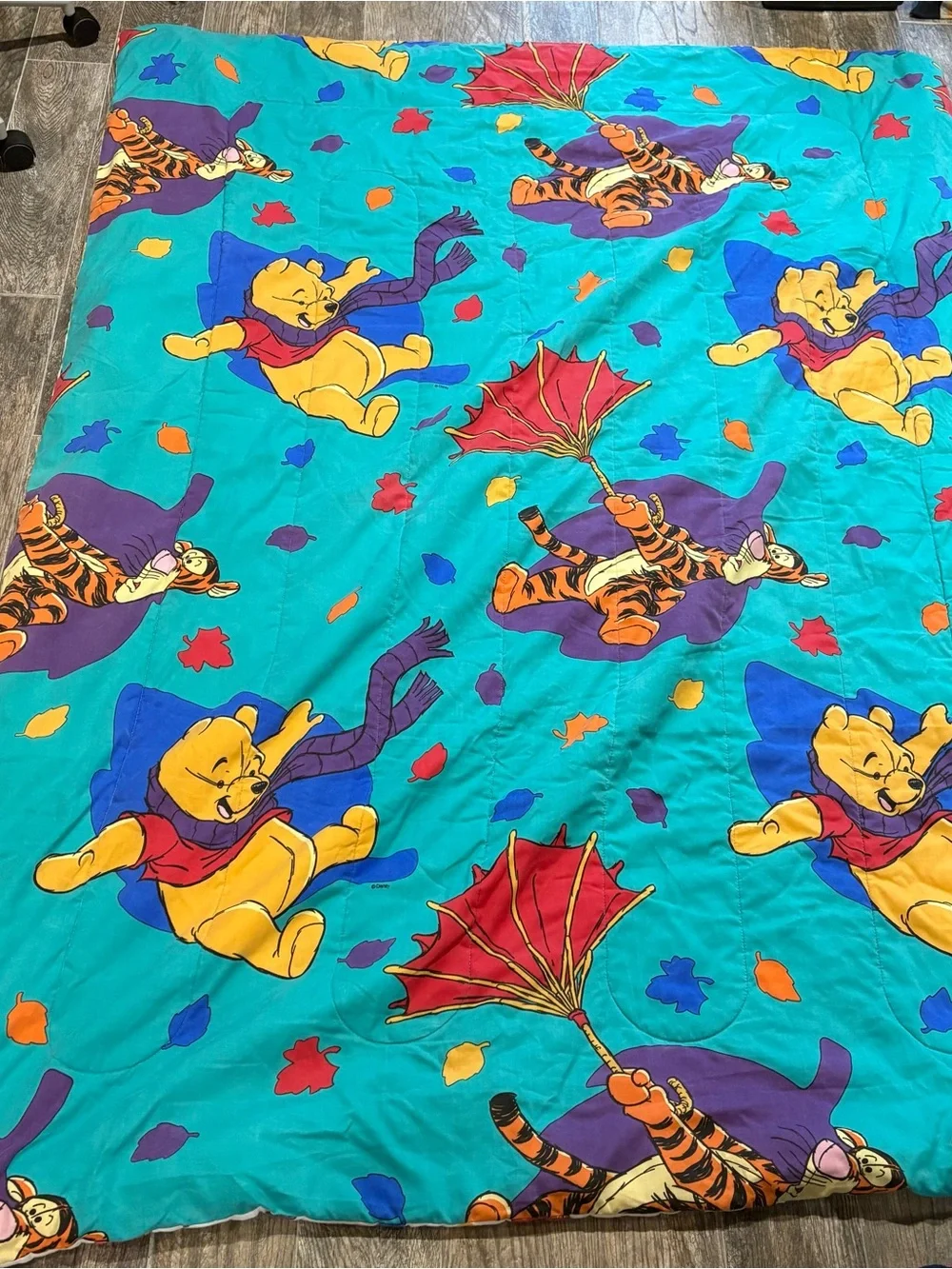 Vtg Disney Winnie The Pooh & Tigger Blustery Day Comforter & Sheets 90's 60x 83”